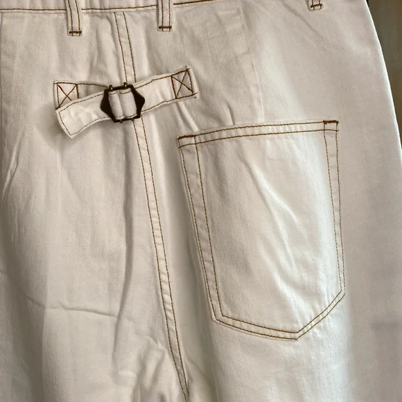 Sandrine Rose Jeans Size 30 White/Mustard Stitching NWT Retail $198 - Picture 8 of 9